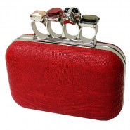 Evening Bag - Small Skull & Stone Knuckle Clutch Bags - Coral - BG-EHP7102COR